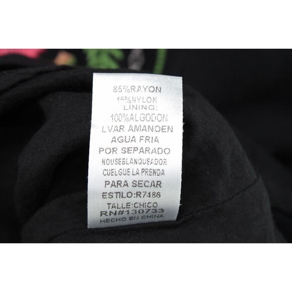 Umgee Dress Women's Small Black Boho Floral Embroidered Lined Sleeveless USA - Picture 8 of 9